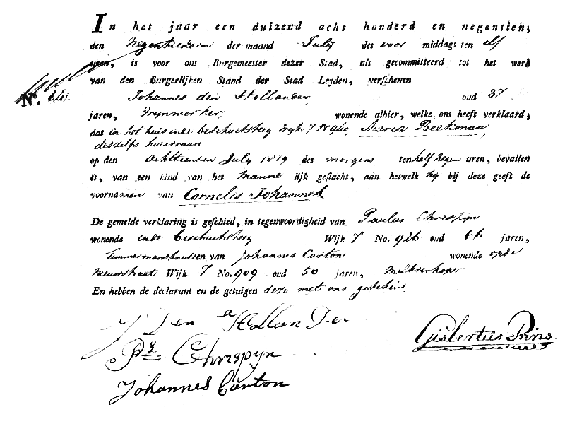 18190719 geb akte 641 Cornelis J zv J d Hollander - M Beekman